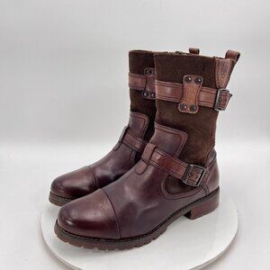 Ariat Lowland Women Size 9B Brown Leather Suede Buckle Side Zip Casual Boots